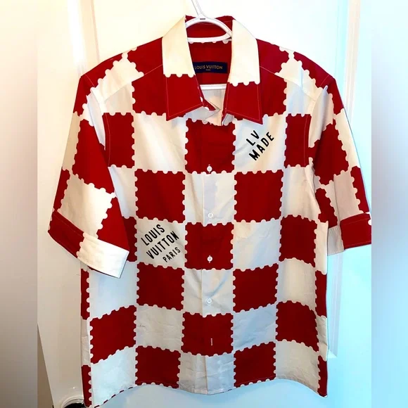 22SS LOUISVUITTON×NIGO ロゴチェックシャツ Louis Vuitton x Nigo 2022 Checkered Shirt - Red Casual